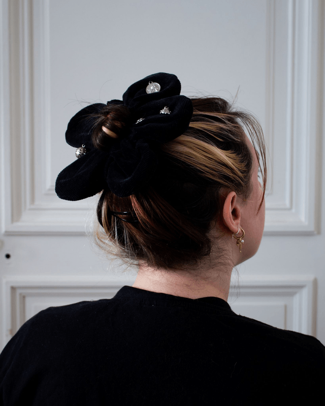 Scrunchy Fleur – Velours côtelé