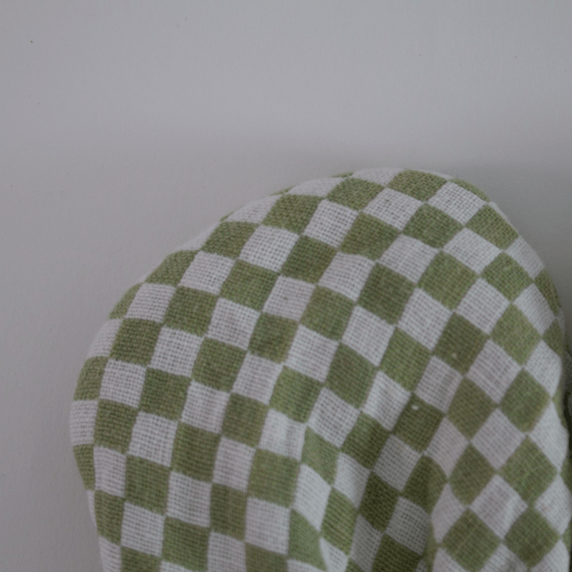 Scrunchy cœur XXL – Motif vichy vert sauge