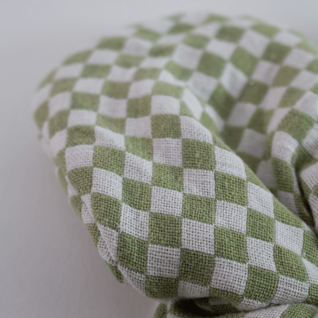 Scrunchy cœur XXL – Motif vichy vert sauge