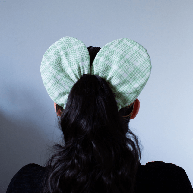 Scrunchy cœur XXL – Motif carreaux verts