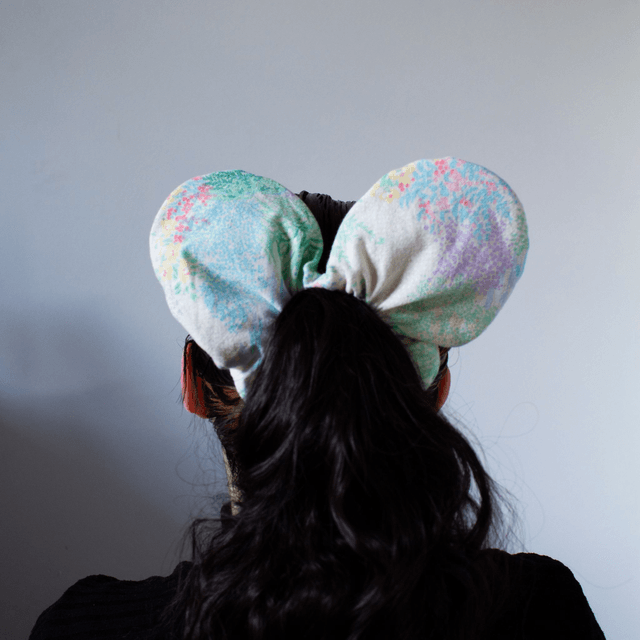 Scrunchy cœur XXL – Motif floral pastel