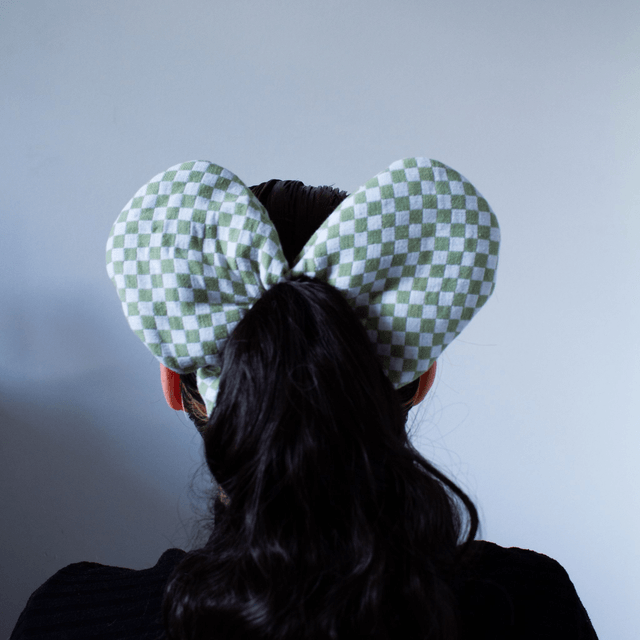 Scrunchy cœur XXL – Motif vichy vert sauge