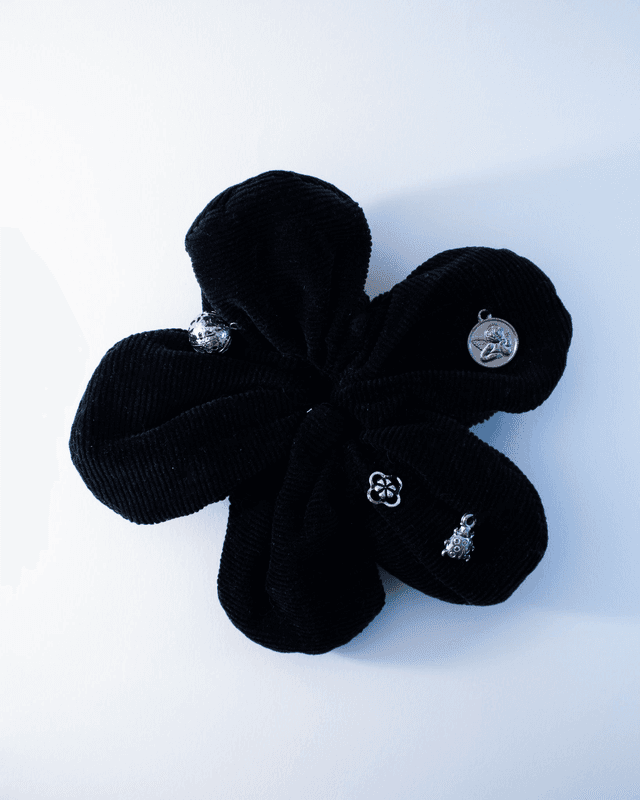 Scrunchy Fleur – Velours côtelé